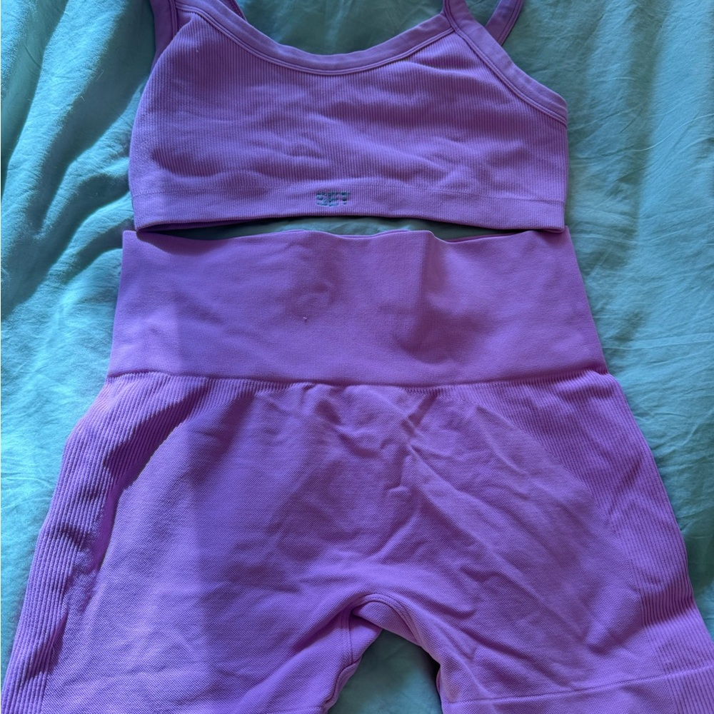 SOLD SET Active Pink Ribbed Workout Set